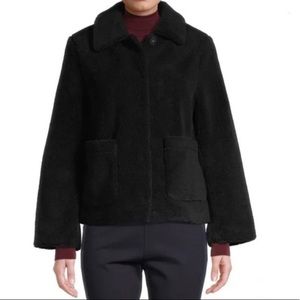 NWOT Rebecca Minkoff Womens Harley Teddy Jacket Snap Button Black Size XL